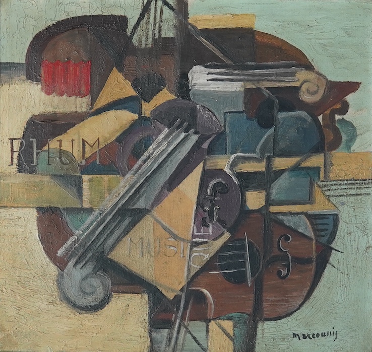 Louis Marcoussis (Polish, 1883-1941), 'Rhum & Musique', oil on canvas, 30 x 31.5cm